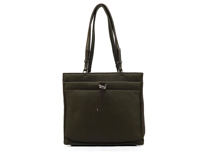 Prada Borsa Tote City B9386 in rete di nylon verde oliva - vista 3