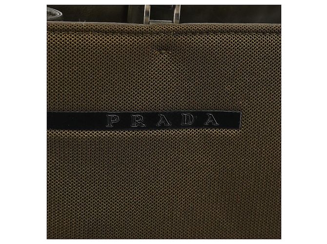 Prada Borsa Tote City B9386 in rete di nylon verde oliva - vista 5