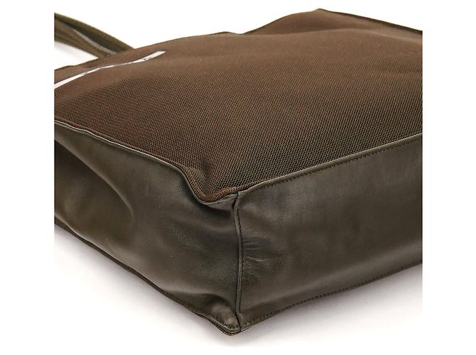 Prada Borsa Tote City B9386 in rete di nylon verde oliva - vista 7