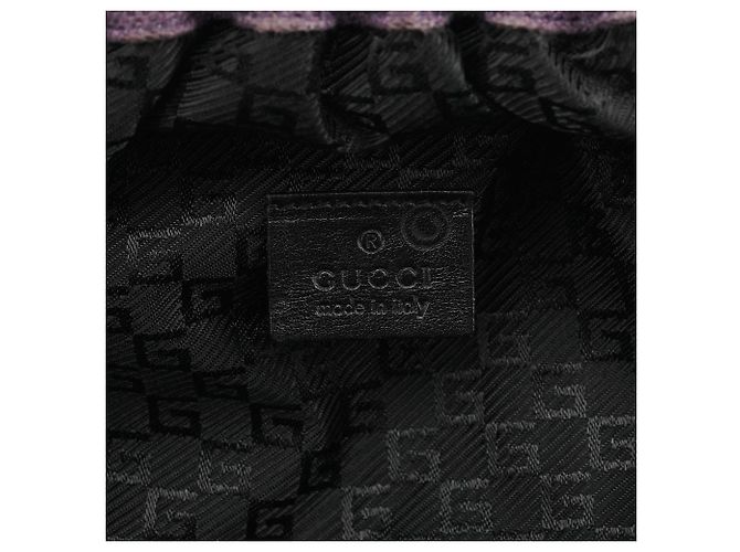Gucci 001 4247 Borsa a spalla clutch in lino arricciato viola - vista 11