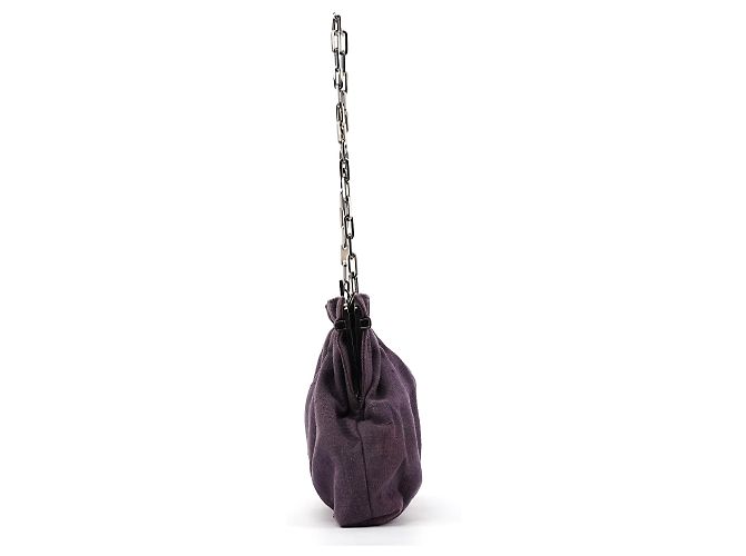 Gucci 001 4247 Borsa a spalla clutch in lino arricciato viola - vista 2