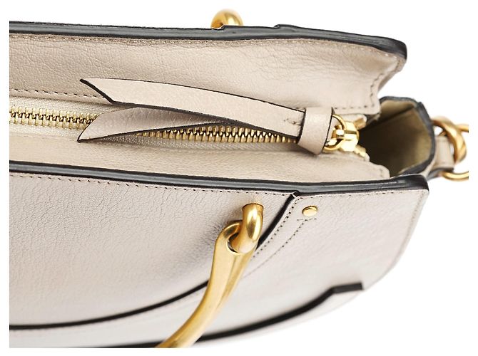 Chloé Bolsa 2-Way em couro bege com alça dourada - vista 14