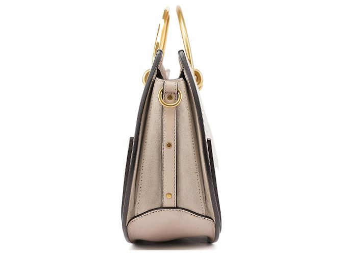 Chloé Bolsa 2-Way em couro bege com alça dourada - vista 2