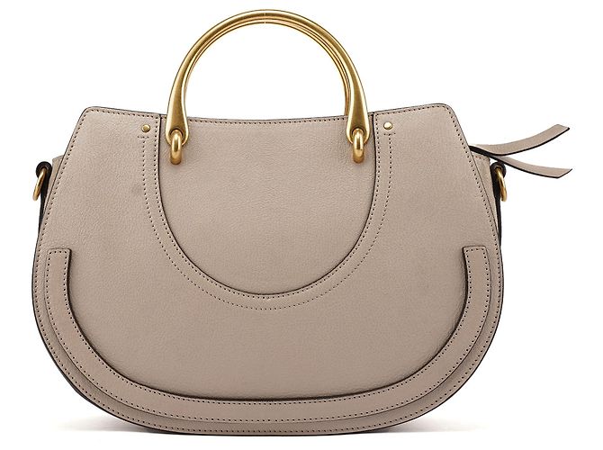 Chloé Bolsa 2-Way em couro bege com alça dourada - vista 3