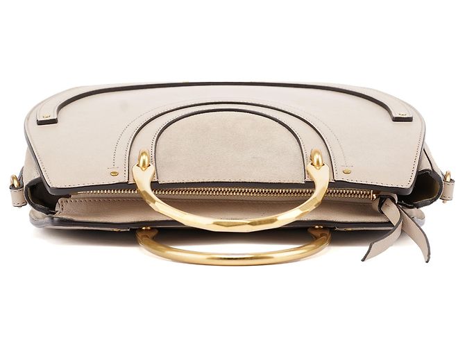 Chloé Bolsa 2-Way em couro bege com alça dourada - vista 4