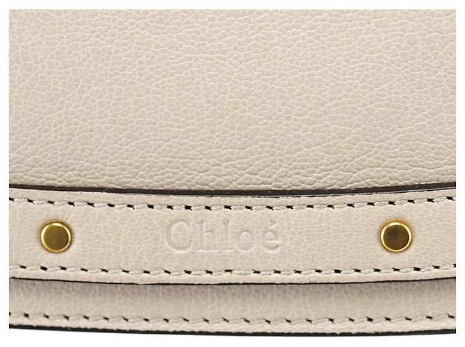 Chloé Bolsa 2-Way em couro bege com alça dourada - vista 6