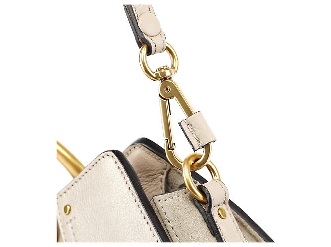 Chloé Bolsa 2-Way em couro bege com alça dourada - vista 7