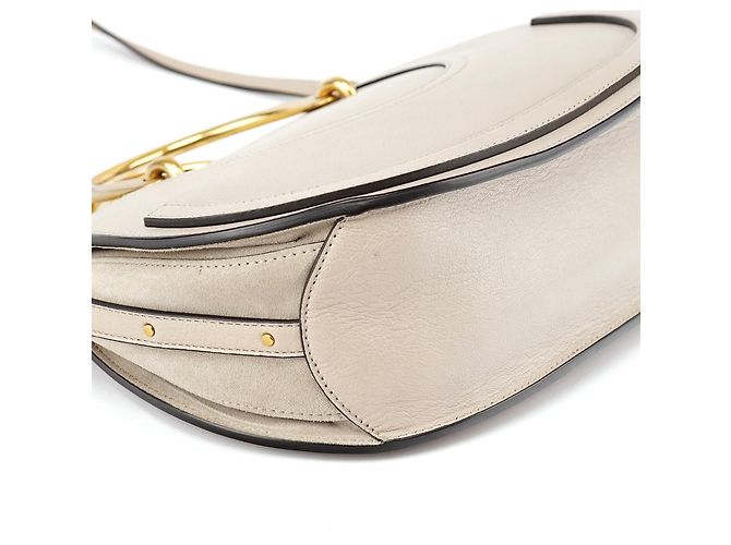 Chloé Bolsa 2-Way em couro bege com alça dourada - vista 8