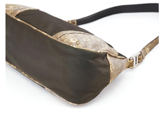 Prada Borsa hobo in finta pitone verde e gialla - vista 10