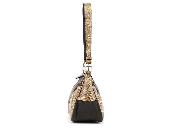 Prada Borsa hobo in finta pitone verde e gialla - vista 2