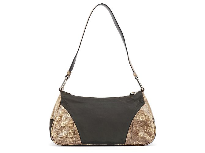 Prada Borsa hobo in finta pitone verde e gialla - vista 3