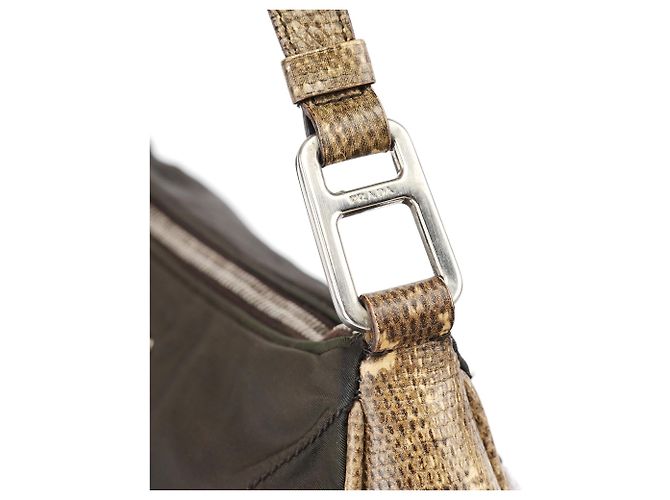 Prada Borsa hobo in finta pitone verde e gialla - vista 7