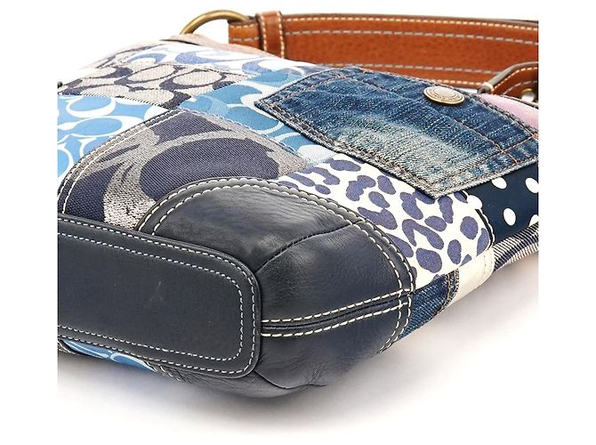 Coach 10812 Borsa a tracolla in patchwork denim blu - vista 10