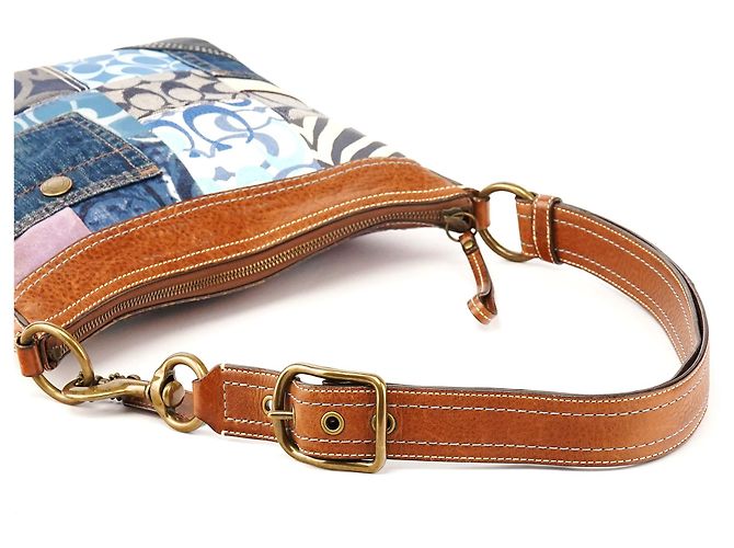 Coach 10812 Borsa a tracolla in patchwork denim blu - vista 11