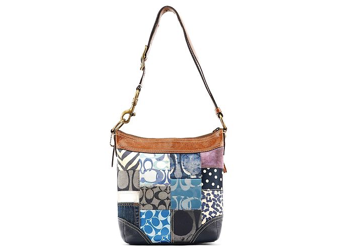 Coach 10812 Borsa a tracolla in patchwork denim blu - vista 3