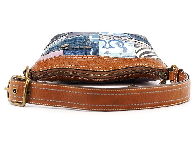 Coach 10812 Borsa a tracolla in patchwork denim blu - vista 4