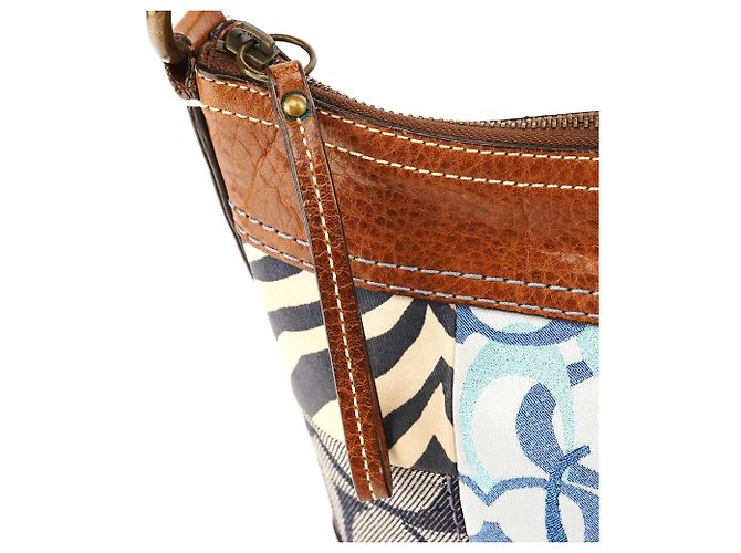 Coach 10812 Borsa a tracolla in patchwork denim blu - vista 7