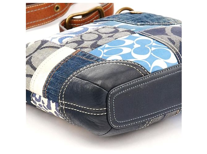 Coach 10812 Borsa a tracolla in patchwork denim blu - vista 9