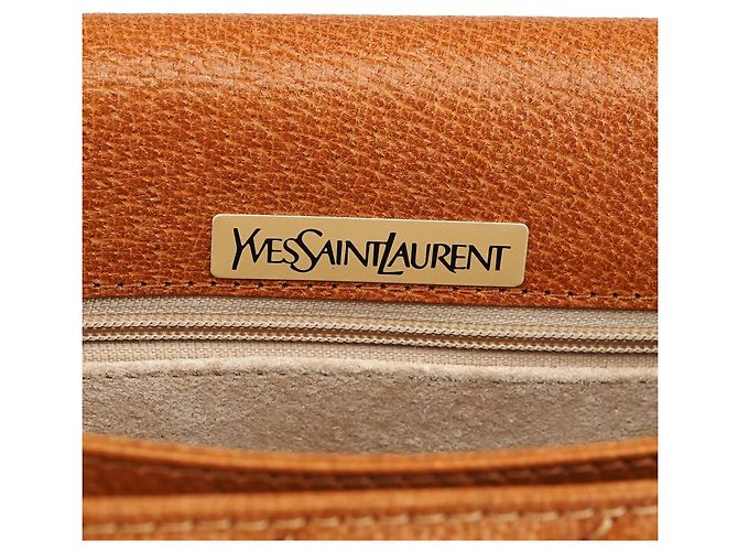 Yves Saint Laurent Borsa a spalla in pelle trapuntata marrone chiaro - vista 9