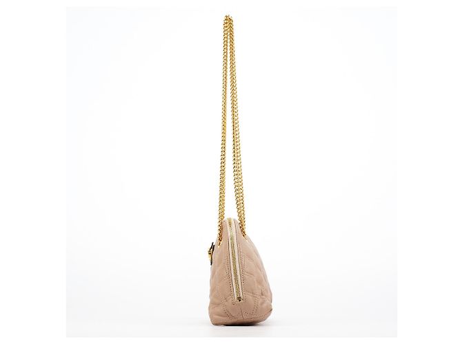 Marc Jacobs Gesteppte Leder-Schultertasche mit Kette in Rosa Beige - Ansicht 2