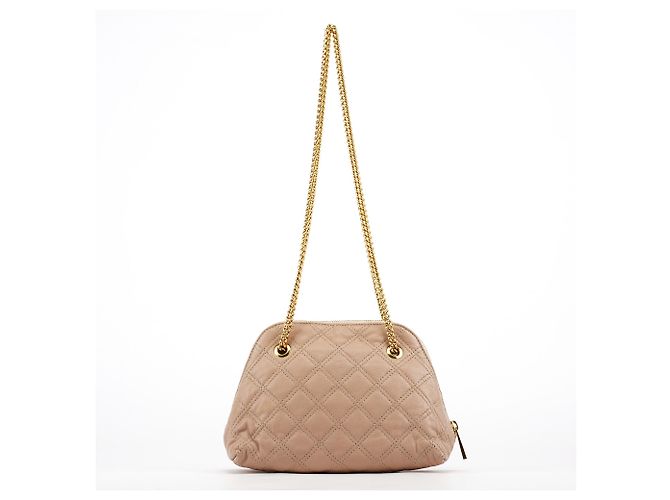 Marc Jacobs Gesteppte Leder-Schultertasche mit Kette in Rosa Beige - Ansicht 3