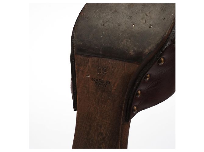 Yves Saint Laurent Mules Muse de piel marrón con tacón de madera EU 38 - vista 5