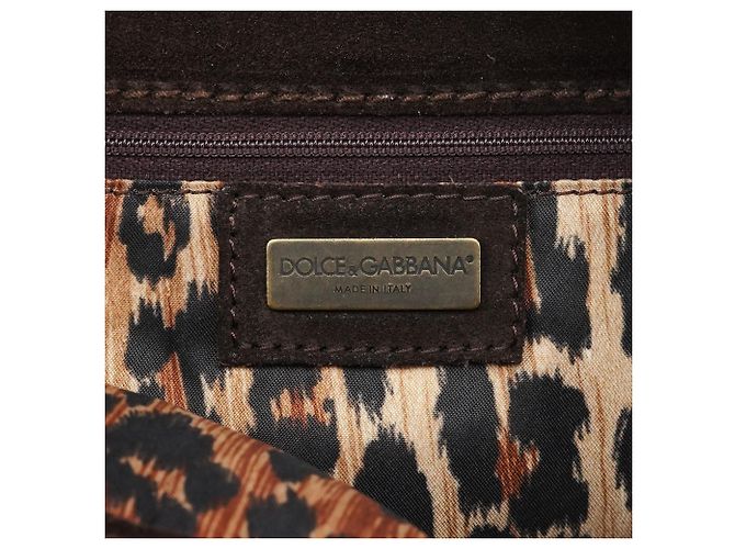 Dolce & Gabbana Borsa a tracolla con patta in camoscio marrone - vista 14