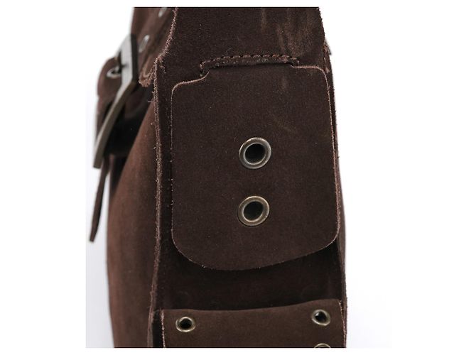 Dolce & Gabbana Borsa a tracolla con patta in camoscio marrone - vista 7