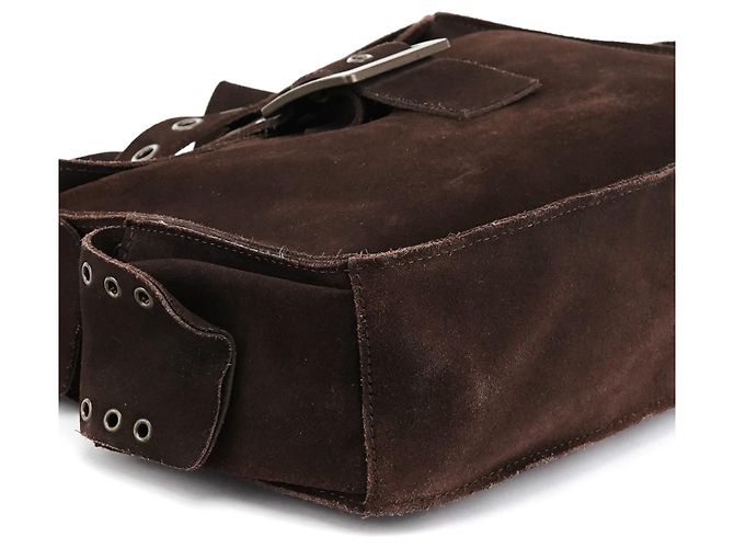 Dolce & Gabbana Borsa a tracolla con patta in camoscio marrone - vista 9