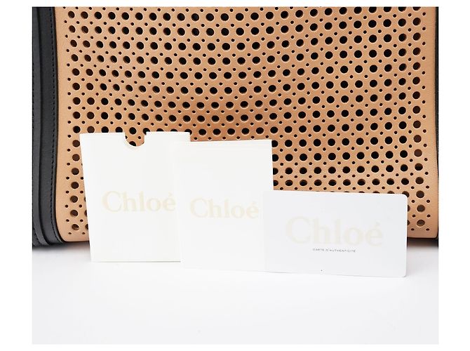 Chloé Borsa tote in pelle traforata rosa tenue e nero - vista 13