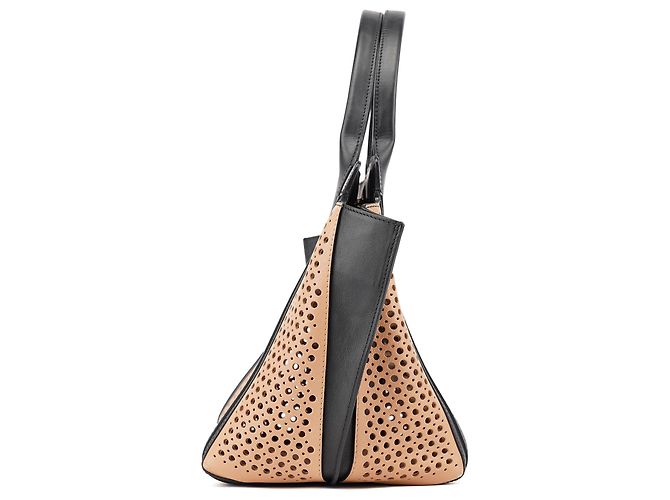 Chloé Borsa tote in pelle traforata rosa tenue e nero - vista 2