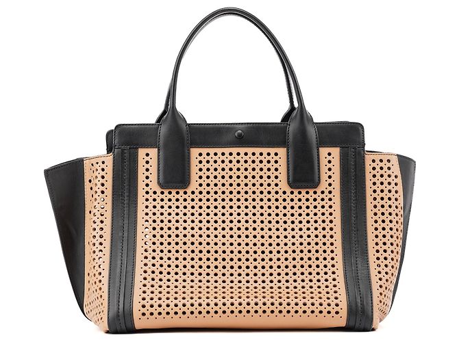 Chloé Borsa tote in pelle traforata rosa tenue e nero - vista 3