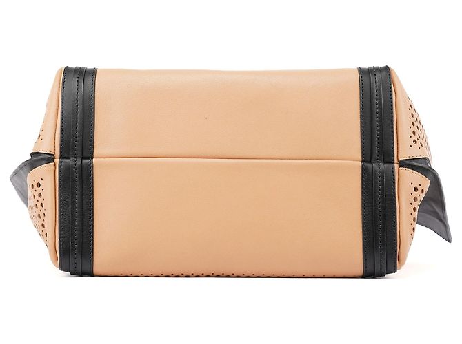 Chloé Borsa tote in pelle traforata rosa tenue e nero - vista 5