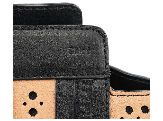 Chloé Borsa tote in pelle traforata rosa tenue e nero - vista 6