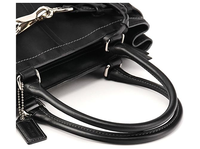 Coach Borsa Tote Hamptons in pelle nera F08A70 - vista 9