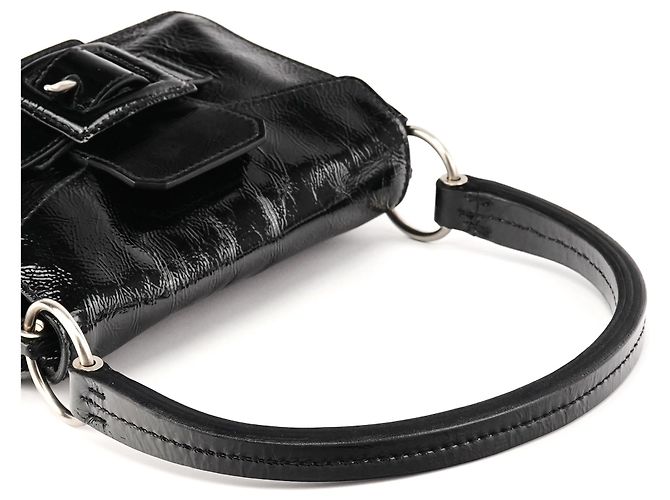Miu Miu  mala de ombro com fivela em couro patente preto - vista 10