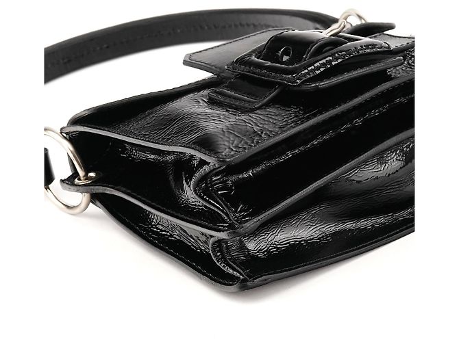 Miu Miu  mala de ombro com fivela em couro patente preto - vista 8