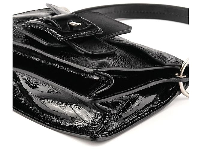 Miu Miu  mala de ombro com fivela em couro patente preto - vista 9