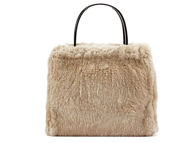 Gucci Borsa Tote Horsebit in pelliccia beige - vista 3