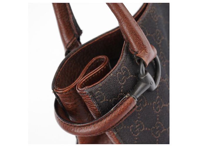 Gucci Borsa Tote GG Horsebit Marrone - vista 11