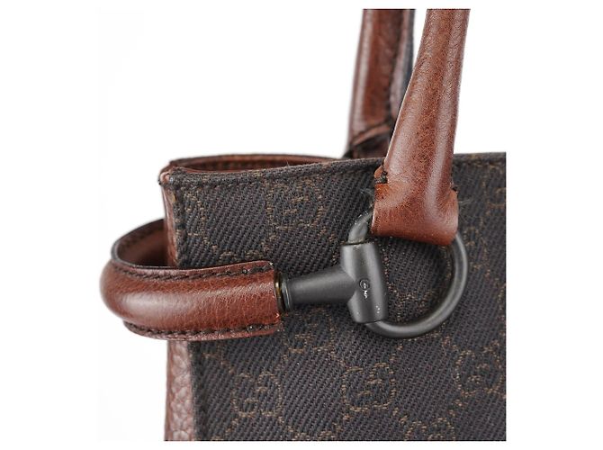 Gucci Borsa Tote GG Horsebit Marrone - vista 12