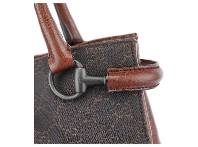 Gucci Borsa Tote GG Horsebit Marrone - vista 5