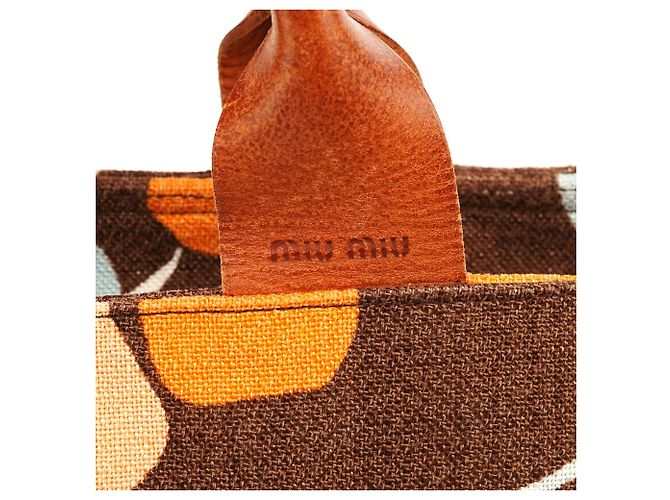 Miu Miu Braune Canvas-Blumentasche - Ansicht 6