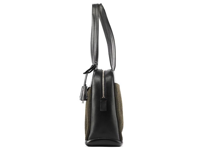 Prada Borsa Bowling 1999 Nera e Verde Scuro in Lana e Pelle - vista 2