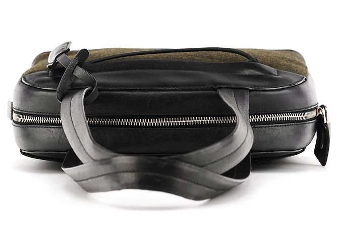 Prada Borsa Bowling 1999 Nera e Verde Scuro in Lana e Pelle - vista 4