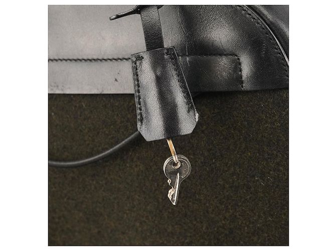 Prada Borsa Bowling 1999 Nera e Verde Scuro in Lana e Pelle - vista 7