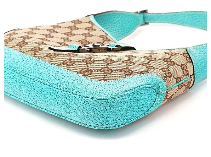 Gucci Borsa a tracolla GG Jackie Beige Turquoise 01147 - vista 7
