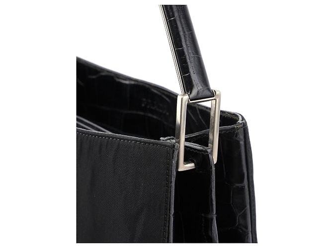 Prada Borsa a tracolla B8434 Black Tessuto Metallo - vista 5