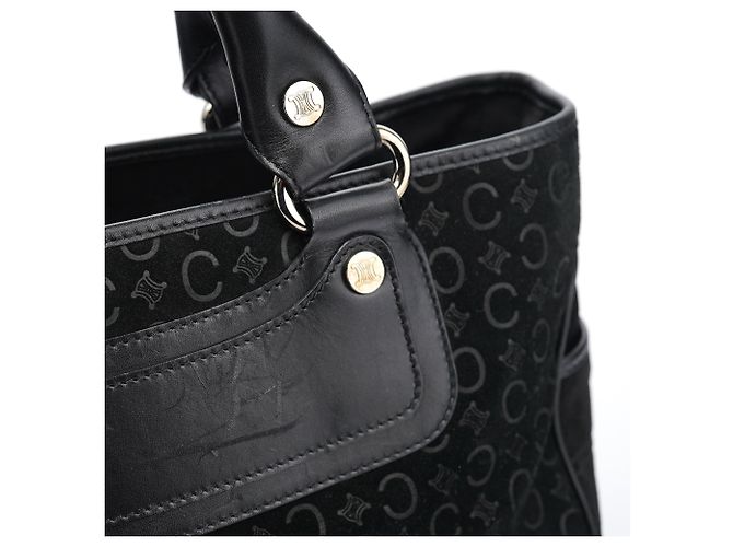 Céline Borsa Boogie Macadam in camoscio nero - vista 9