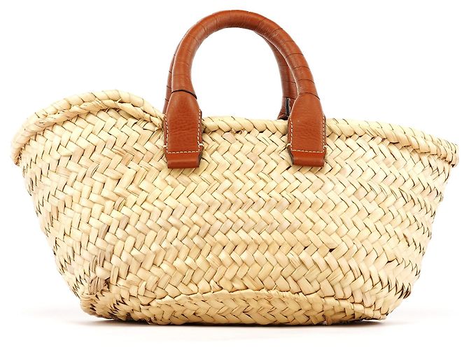 Chloé Borsa Cesto Marcie in Pelle e Raphia Beige - vista 3